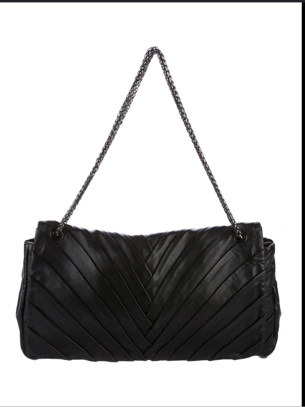 Elie Tahari Black Leather Leslie Shoulder Bag with Chain Strap